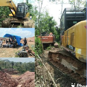 Di amankan 5 excavator dan 7 mesin TI di lokasi PTPN 1 Regional 7 oleh masyarakat adat Buay pemuka Pangeran Udik Blambangan umpu